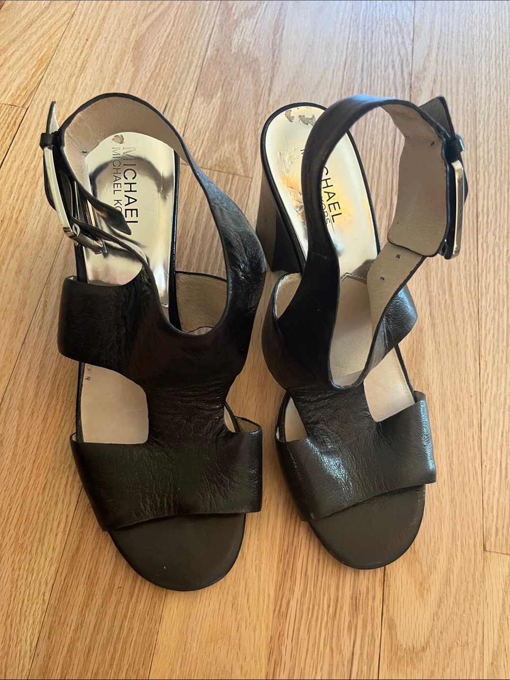 Michael Kors Black Leather Cutout Slingback Heels